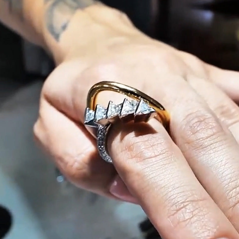 2.0ctw Triangle and Round Cut Casual Style Gemstone Ring-JOSHINY