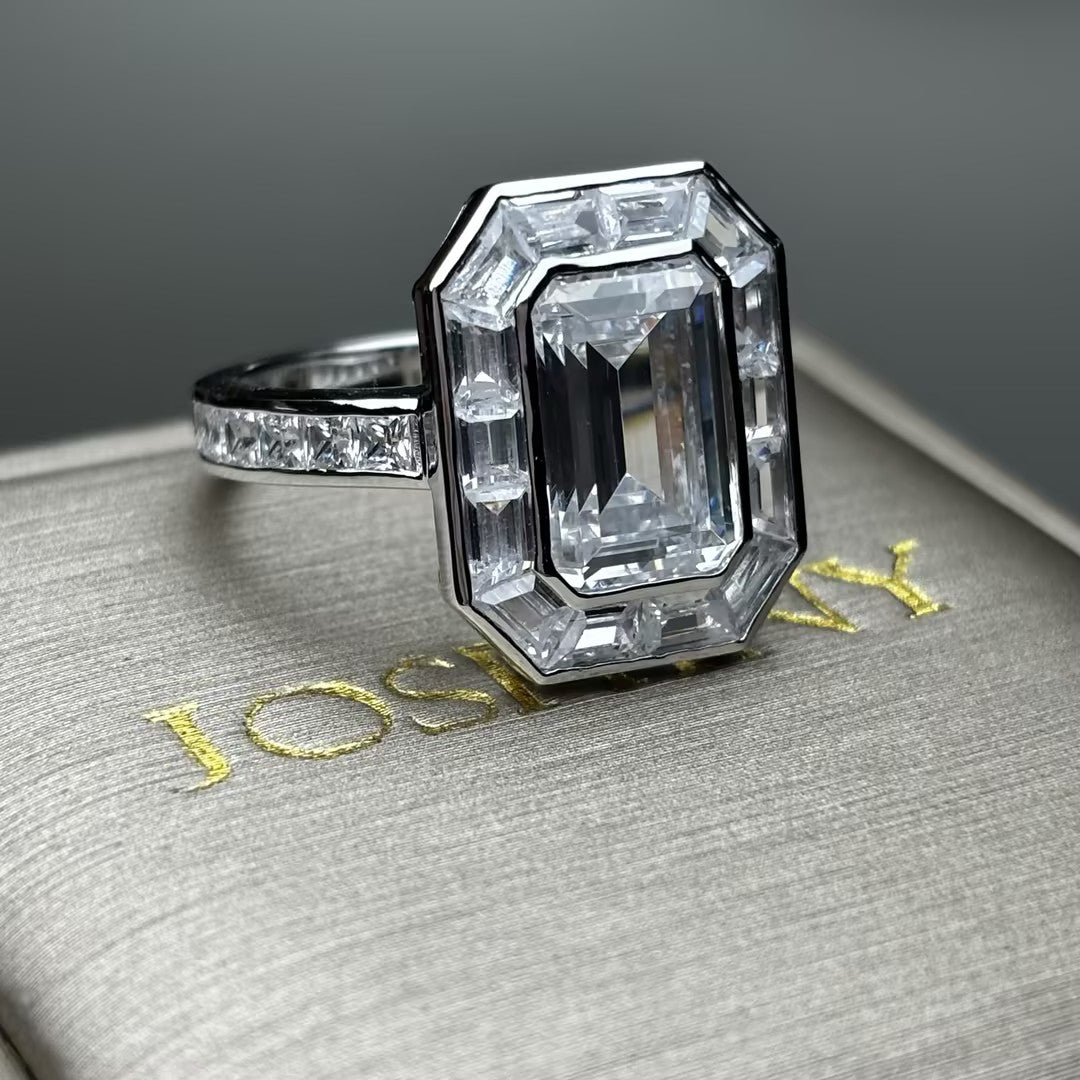 4.2ct Ultimate Emerald Cut Diamond Engagement Ring -JOSHINY