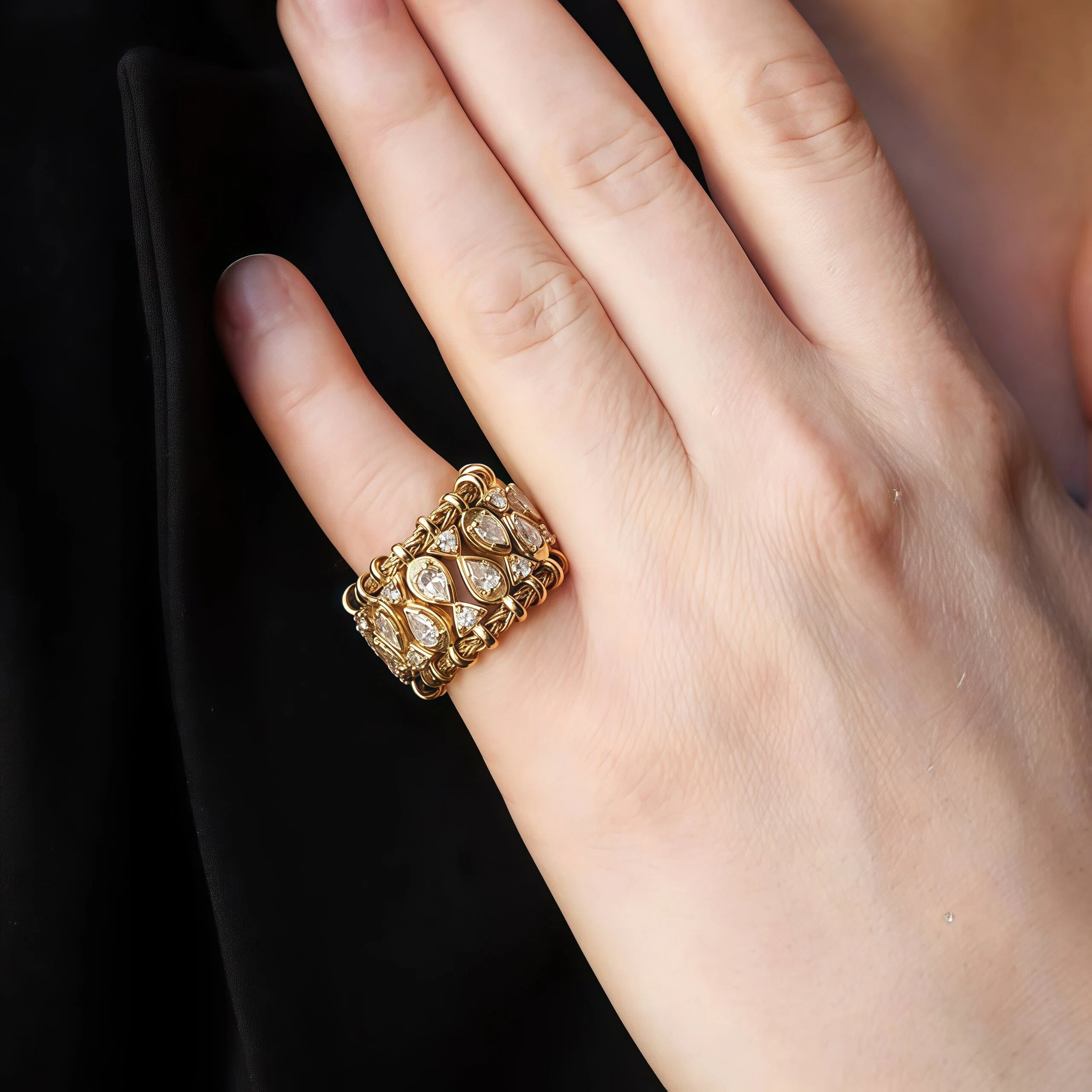 3.6Ctw Vintage Style Interwoven Ring-JOSHINY
