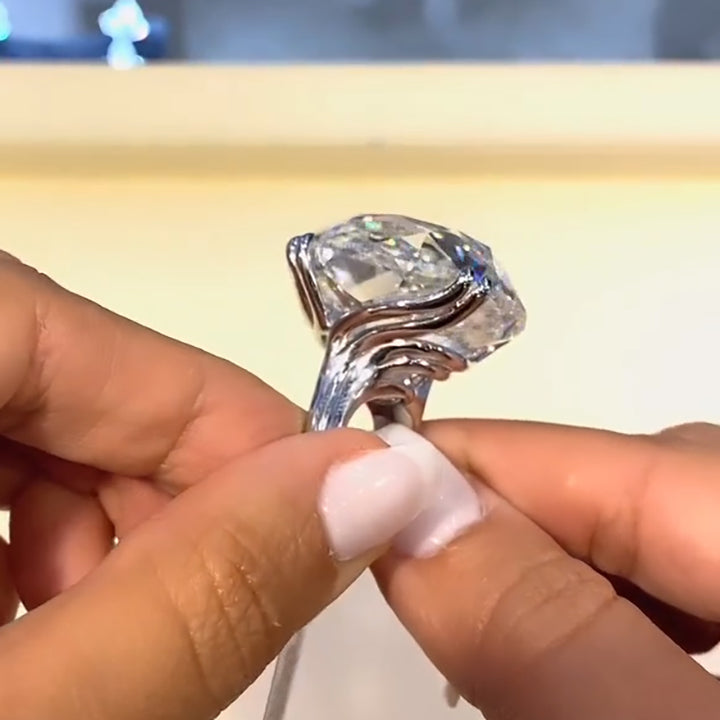 Extra Large 15ct Cushion Cut Diamond Engagement Ring -JOSHINY