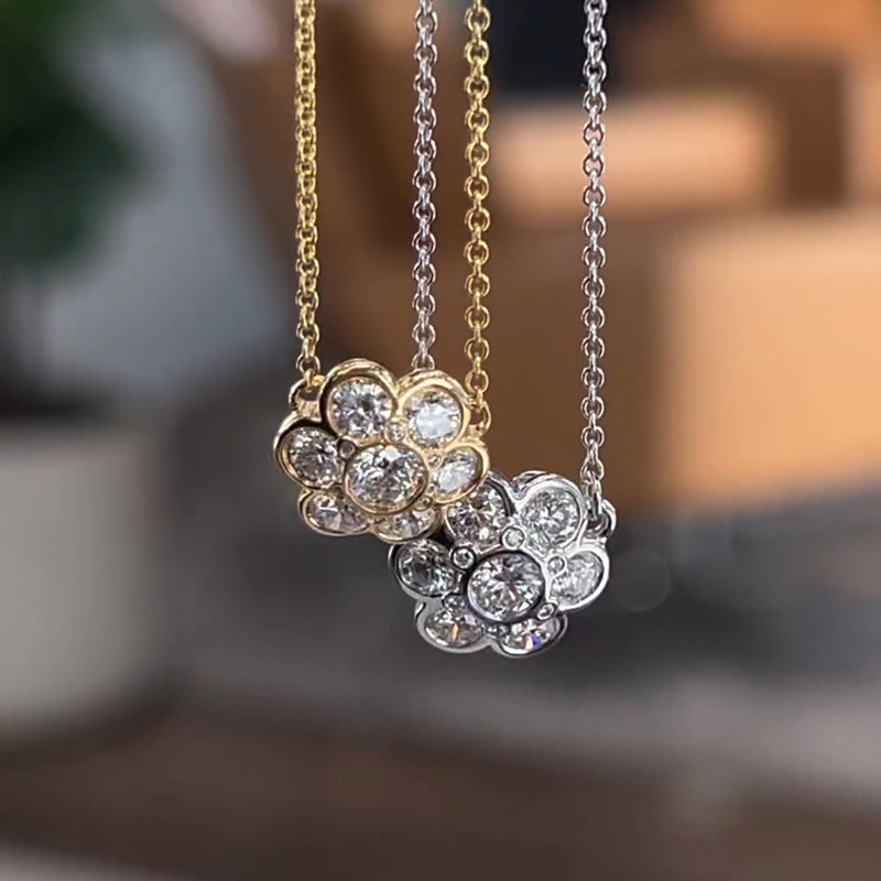 2.0ctw Round Cut Floral Diamond Pendant-JOSHINY