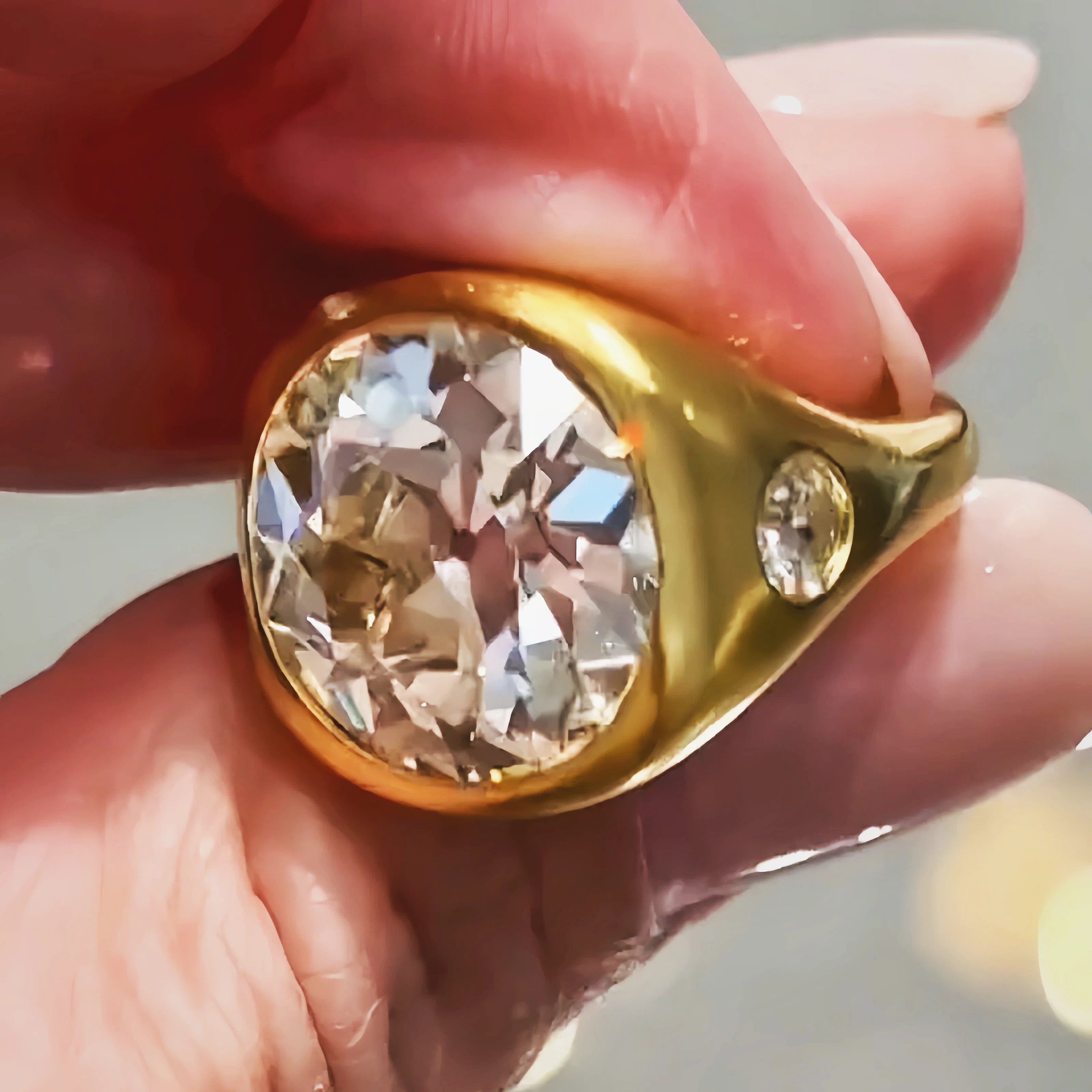 8Ct Antique Cushion Shaped Gemstone Ring-JOSHINY