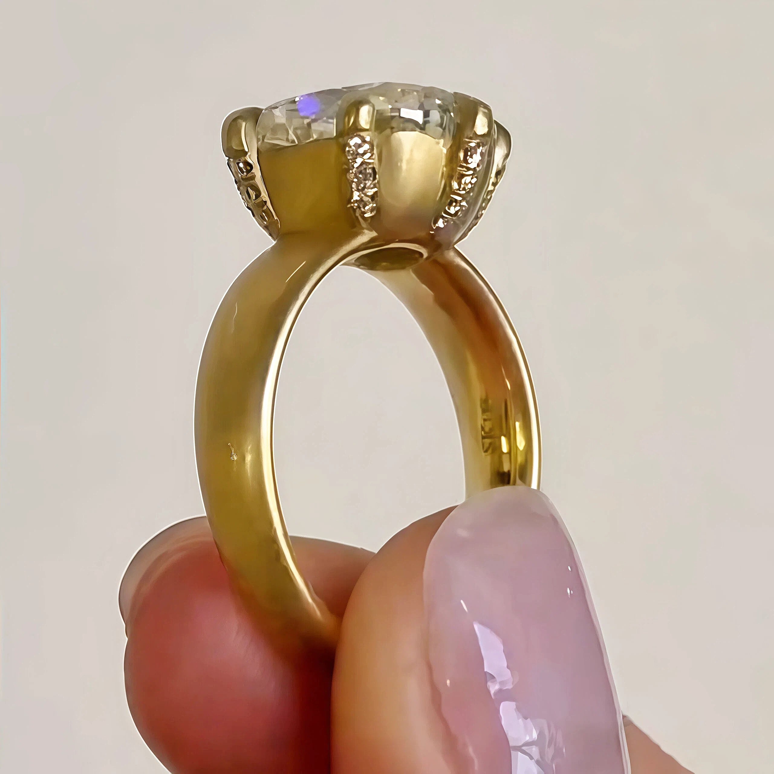 5.34ct Cushion Cut Matt Gemstone Engagement Ring -JOSHINY