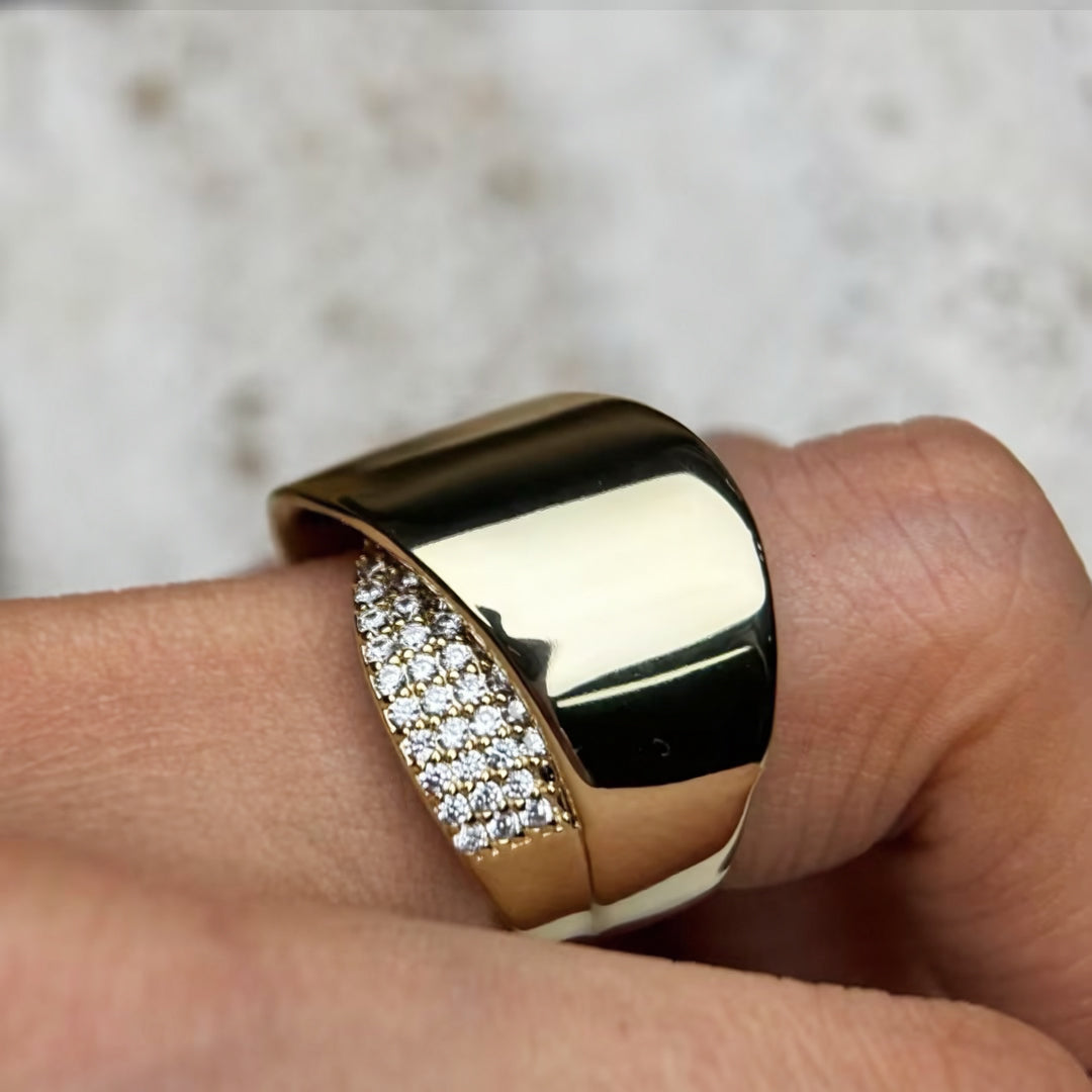 Stylish 1 ctw Round Cut White Gemstone Pavé Ring -JOSHINY