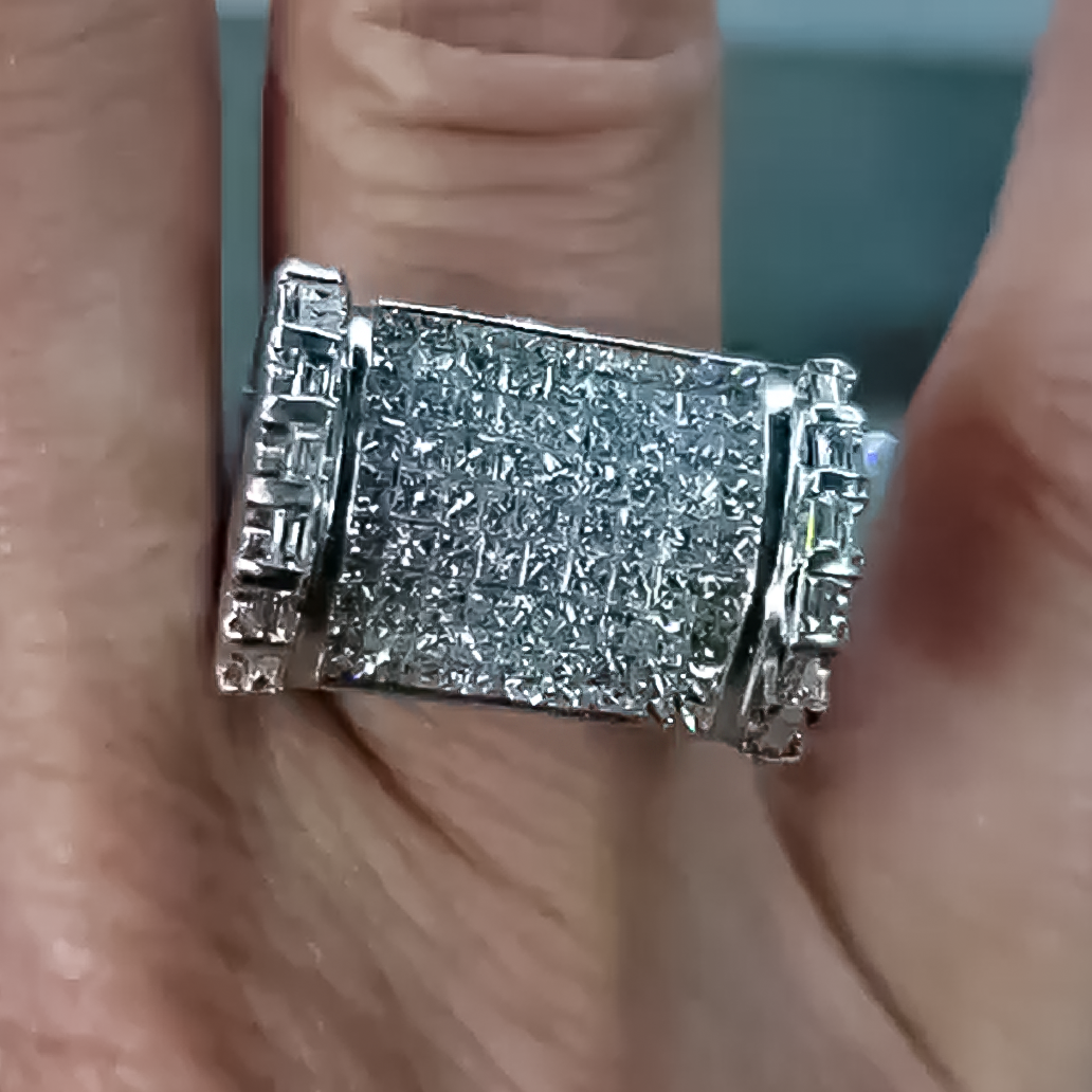 Gorgeous 3 ctw Square & Baguette Cut White Gemstone Pavé Ring -JOSHINY