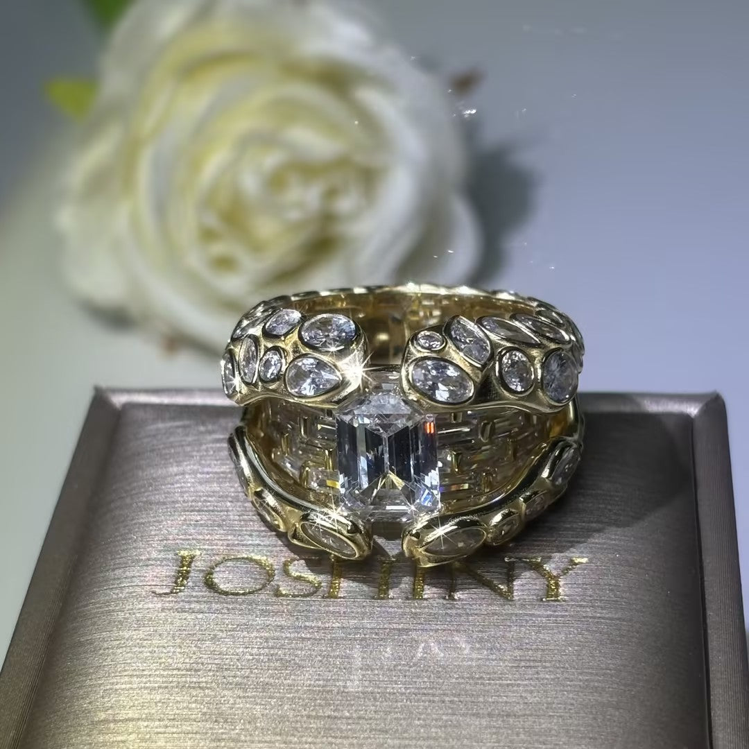 Mixed-cut Art Deco ring-JOSHINY