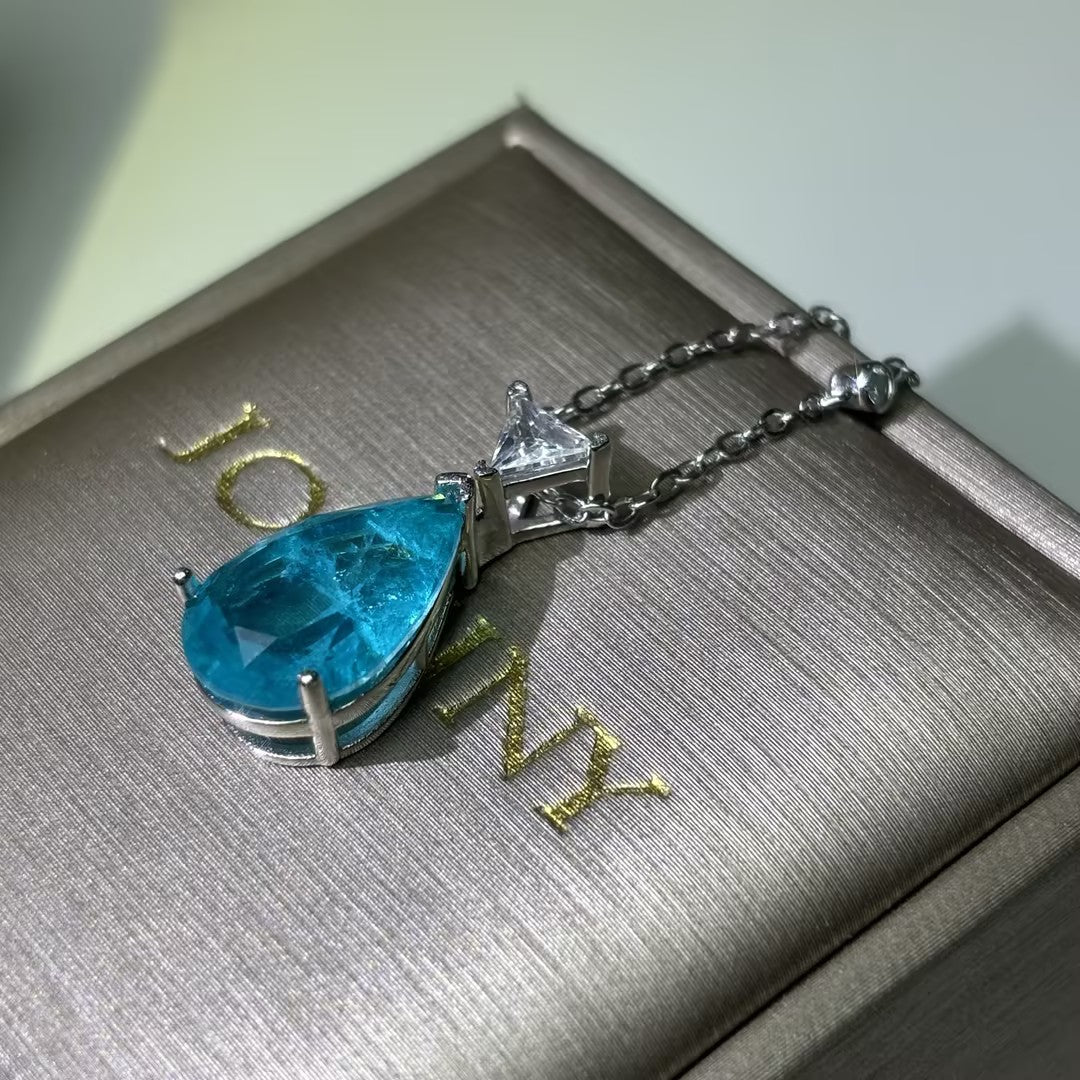 8Ctw Ocean Heart Pendant Necklace-JOSHINY