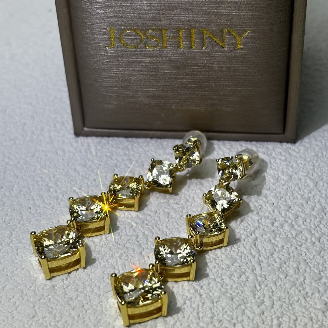 6Ctw Yellow Gemstone Teardrop Earrings-JOSHINY