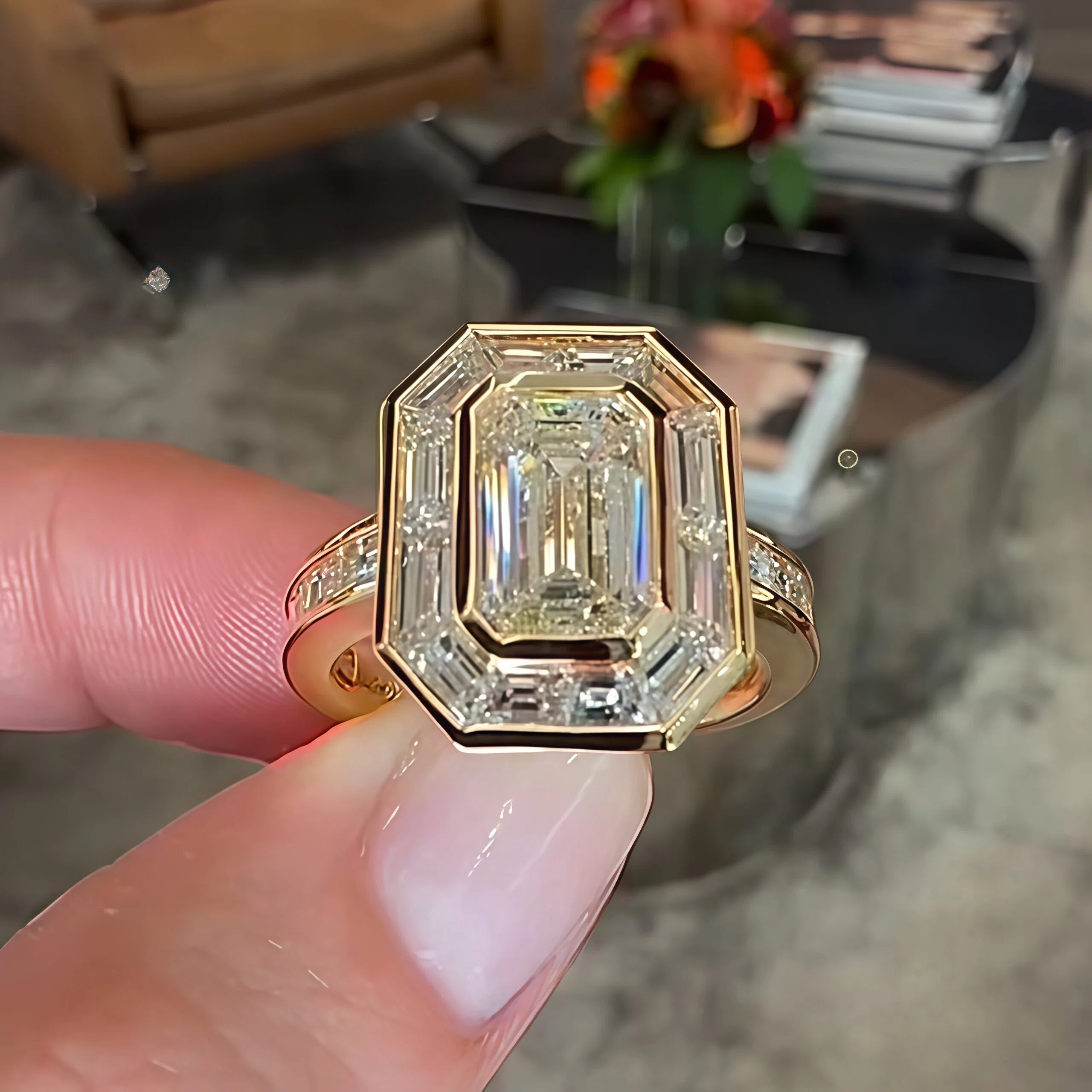 4.2ct Ultimate Emerald Cut Diamond Engagement Ring -JOSHINY