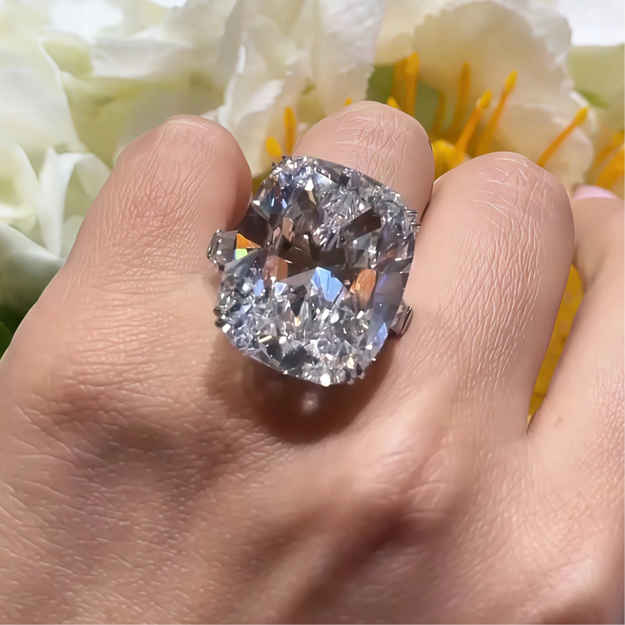 26ct Elongated Cushion Cut Gemstone Engagement Ring -JOSHINY