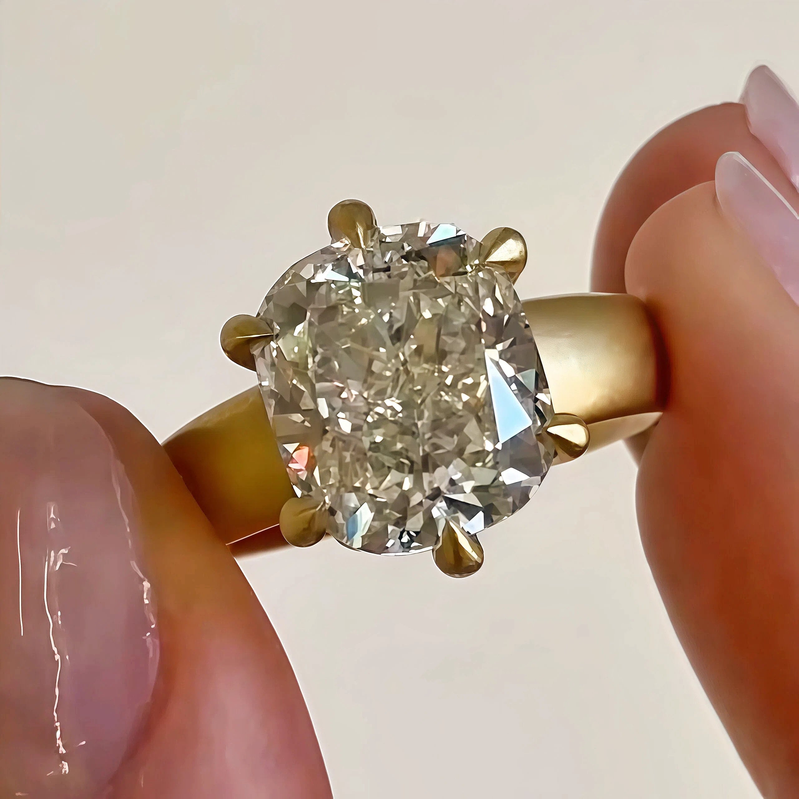 5.34ct Cushion Cut Matt Gemstone Engagement Ring -JOSHINY