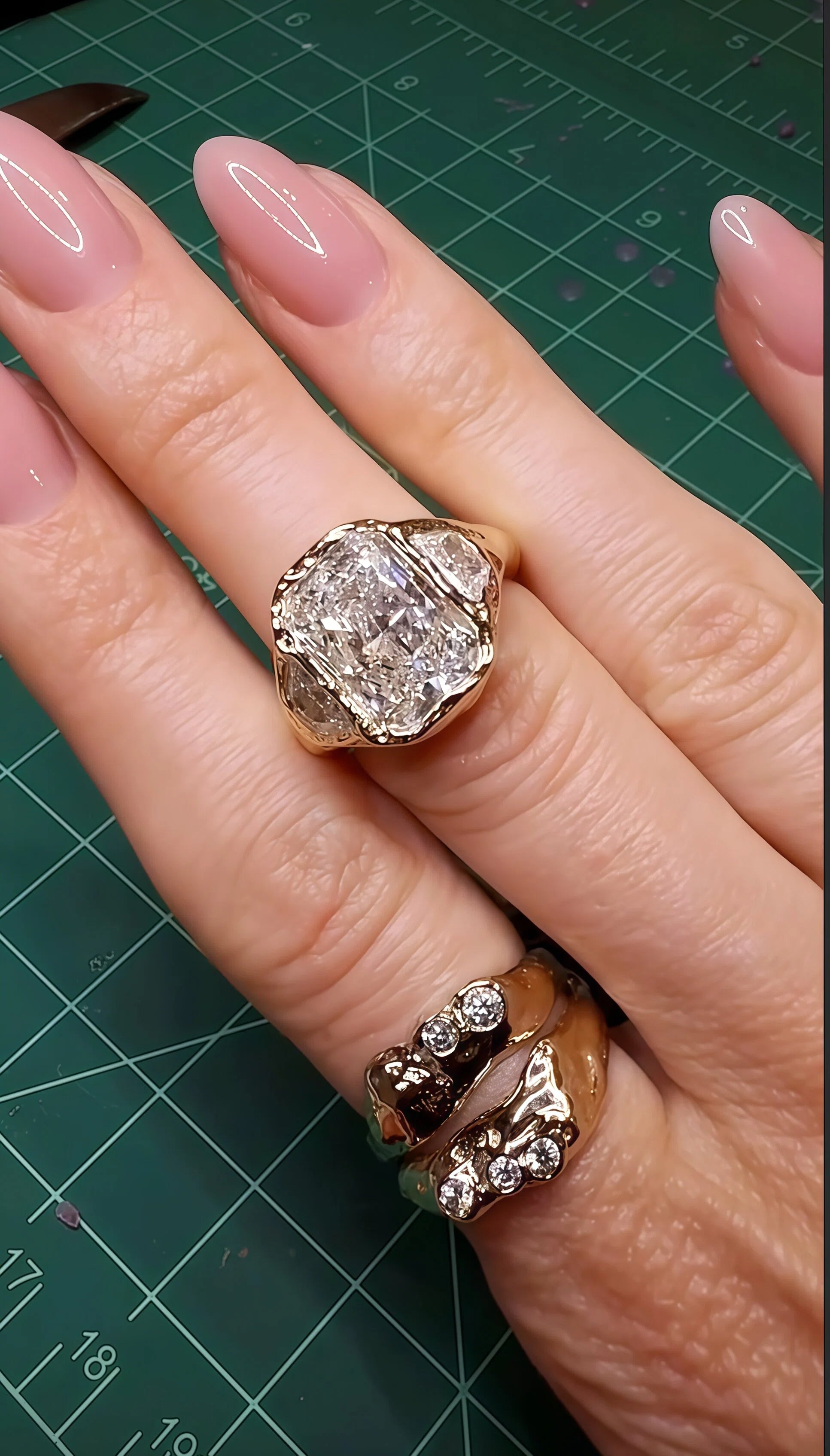 5.56ctw Timeless Radiant Cut Three-Stone Engagement Ring-JOSHINY