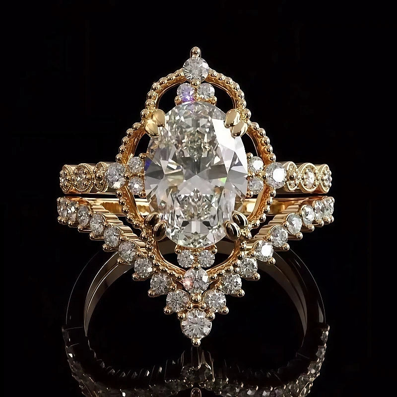4.52Ctw Oval Cut Vintage Romantic Stackable Ring-JOSHINY
