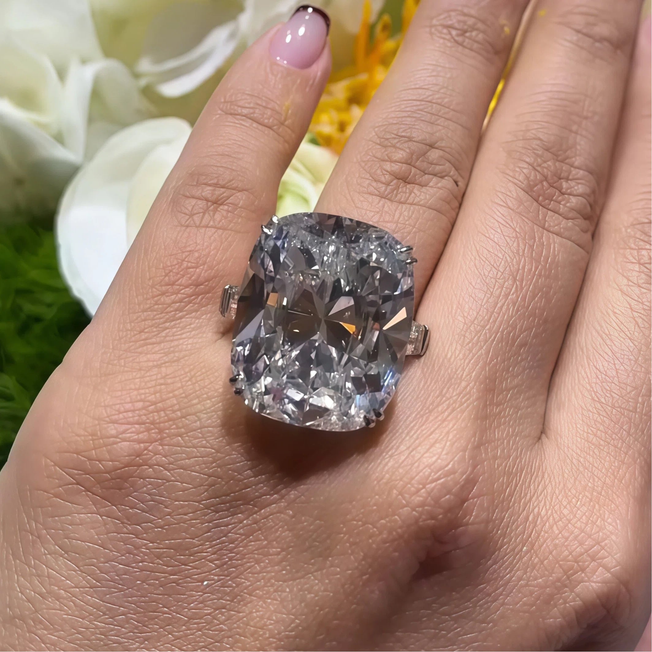 26ct Elongated Cushion Cut Gemstone Engagement Ring -JOSHINY