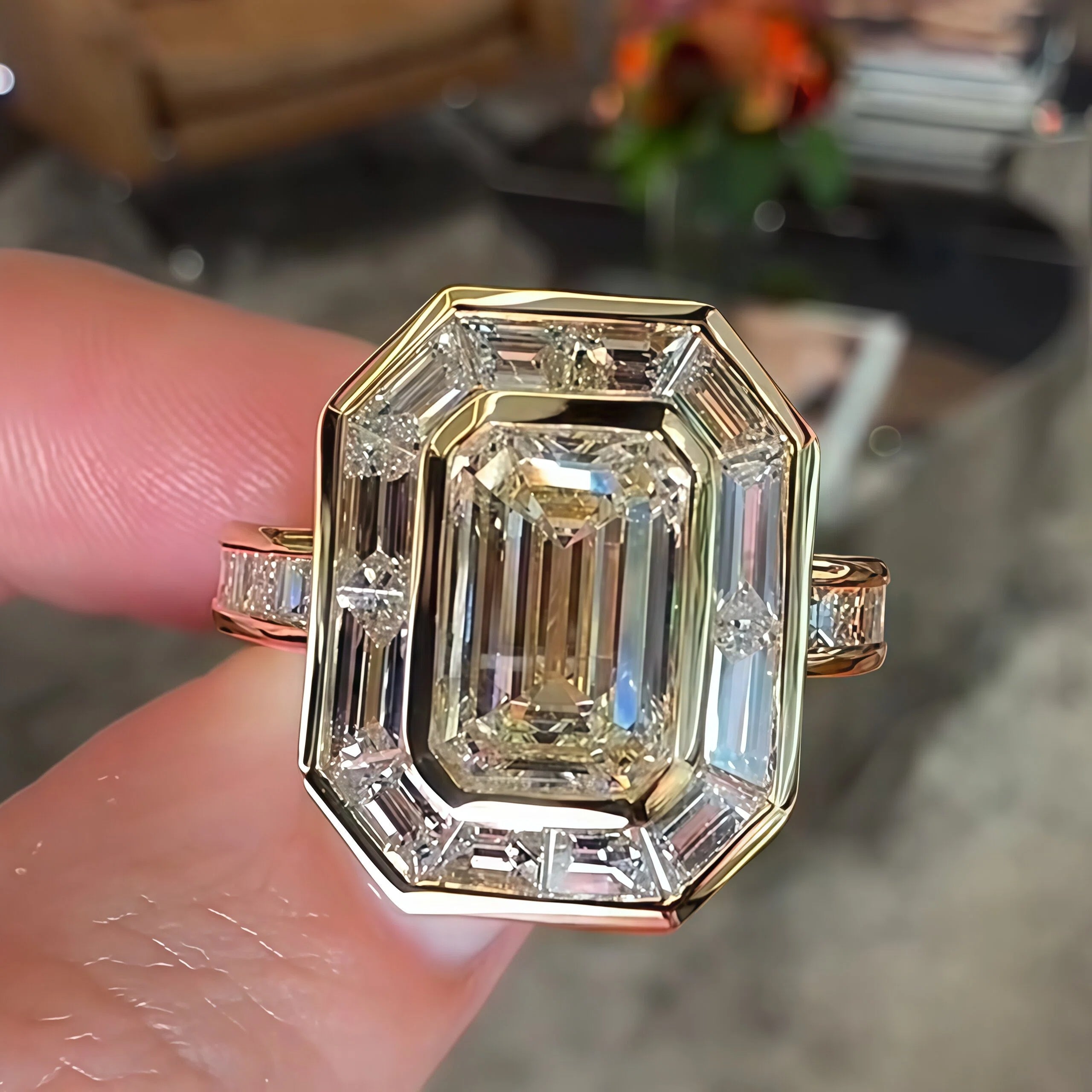 4.2ct Ultimate Emerald Cut Diamond Engagement Ring -JOSHINY