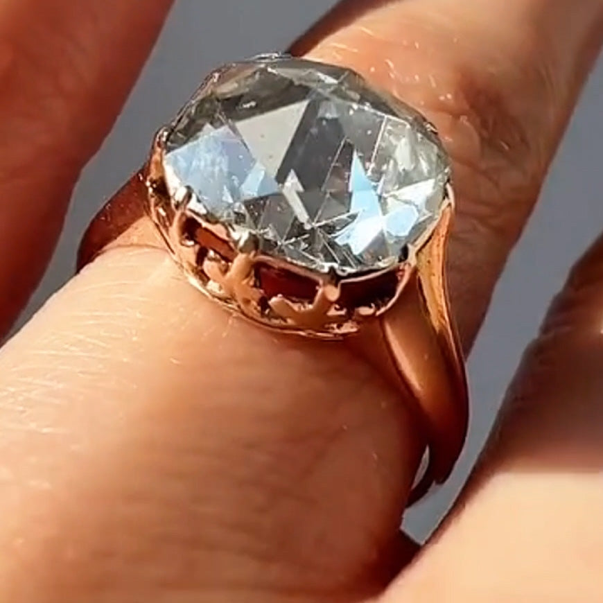 4.01ct Rose Cut Antique Ring -JOSHINY