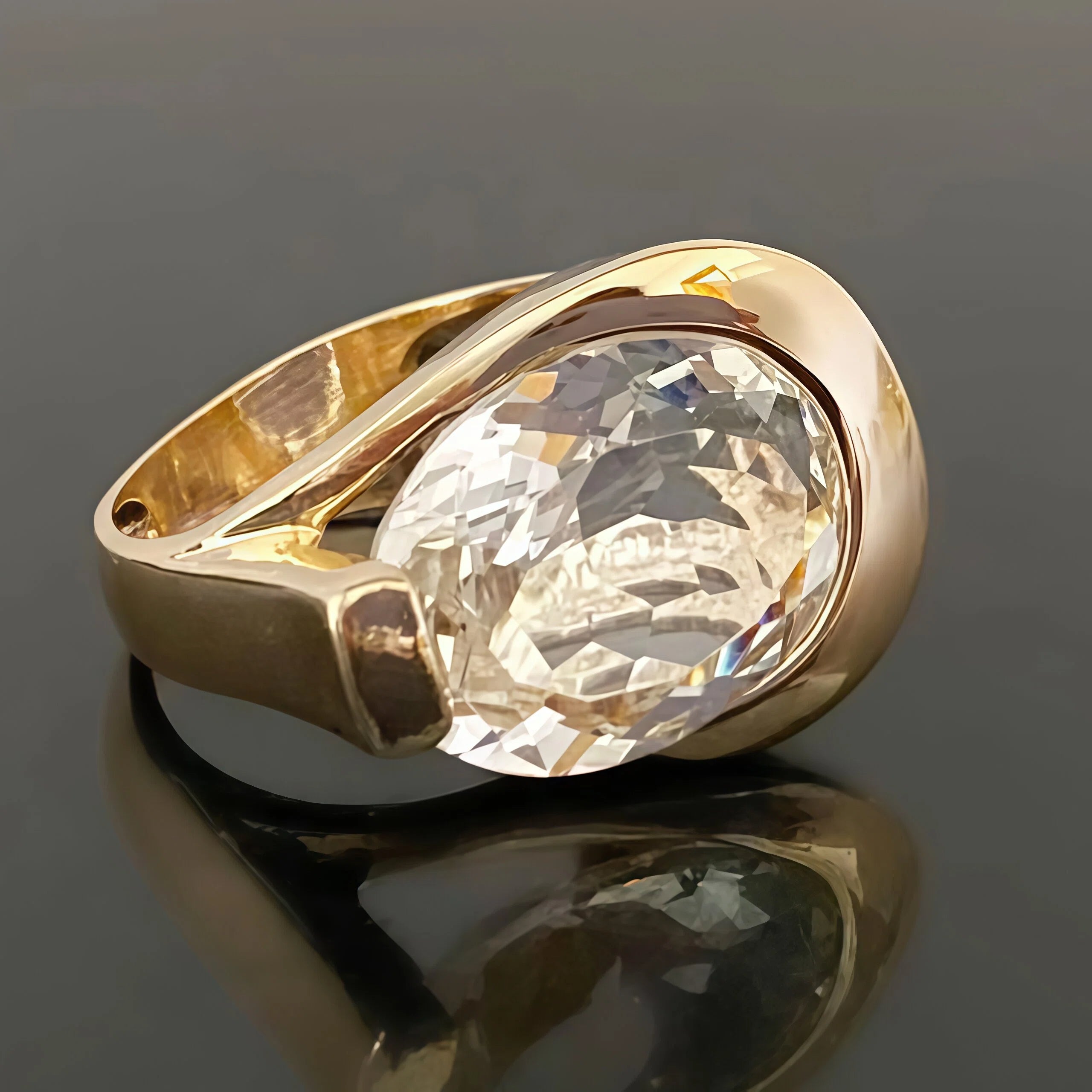 4.55Ct Pear Shaped Solitaire Art Ring-JOSHINY