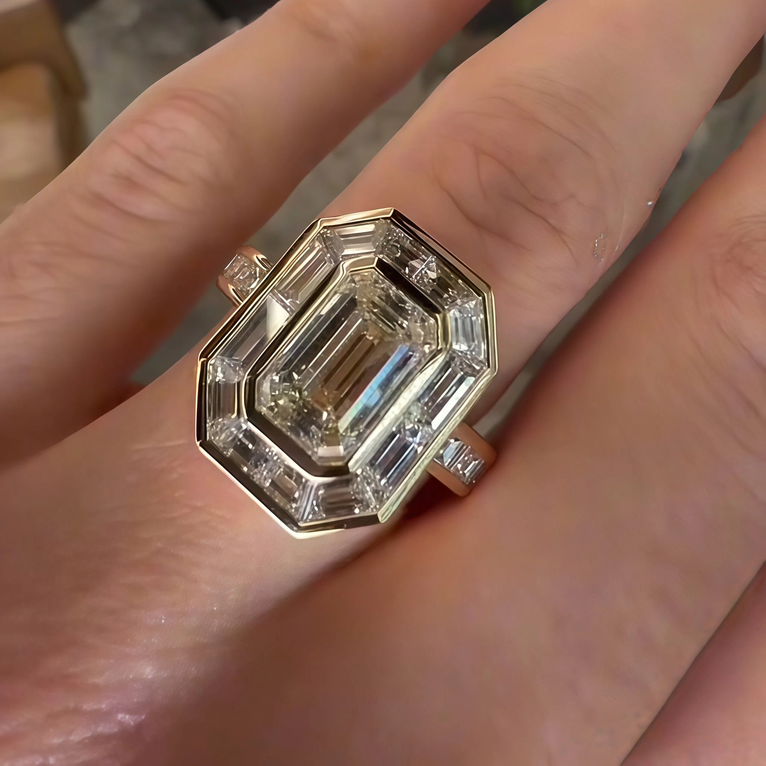 4.2ct Ultimate Emerald Cut Diamond Engagement Ring -JOSHINY