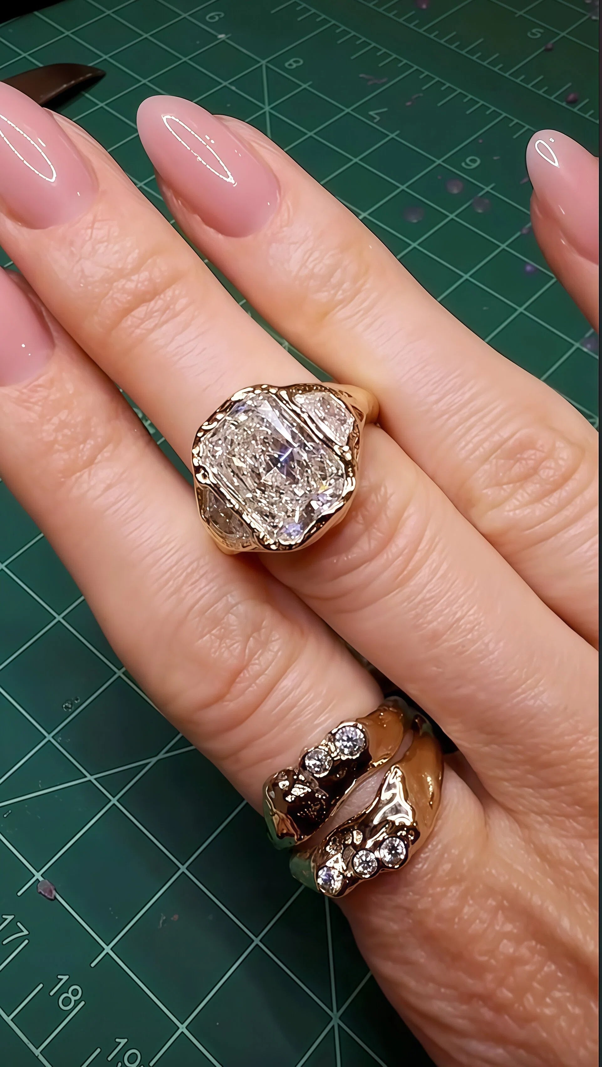 5.56ctw Timeless Radiant Cut Three-Stone Engagement Ring-JOSHINY