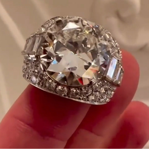 12ct Round Cut Full Set Wide Shank Diamond Engagement Ring -joshiny