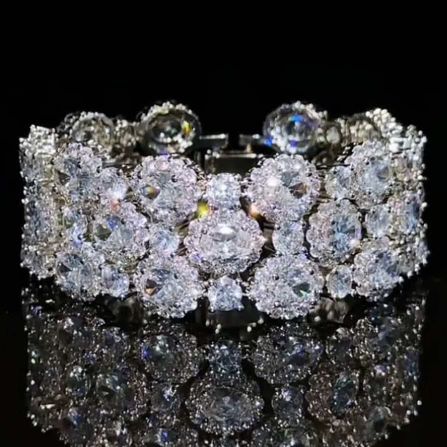 4.72ctw oval and round cut triple row fashion ring-JOSHINY