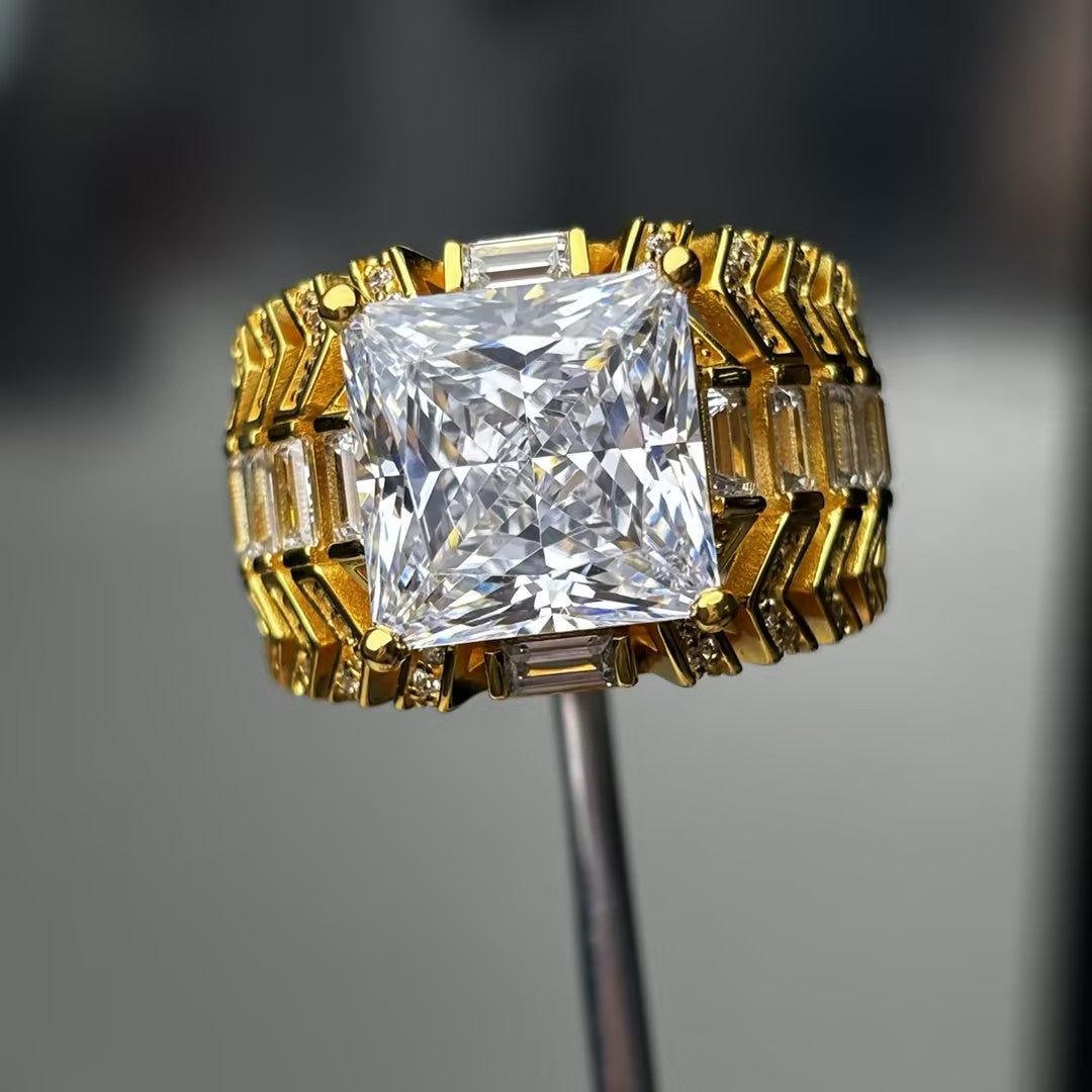 6.8Ctw Radiant Cut Openwork Engagement Ring-JOSHINY