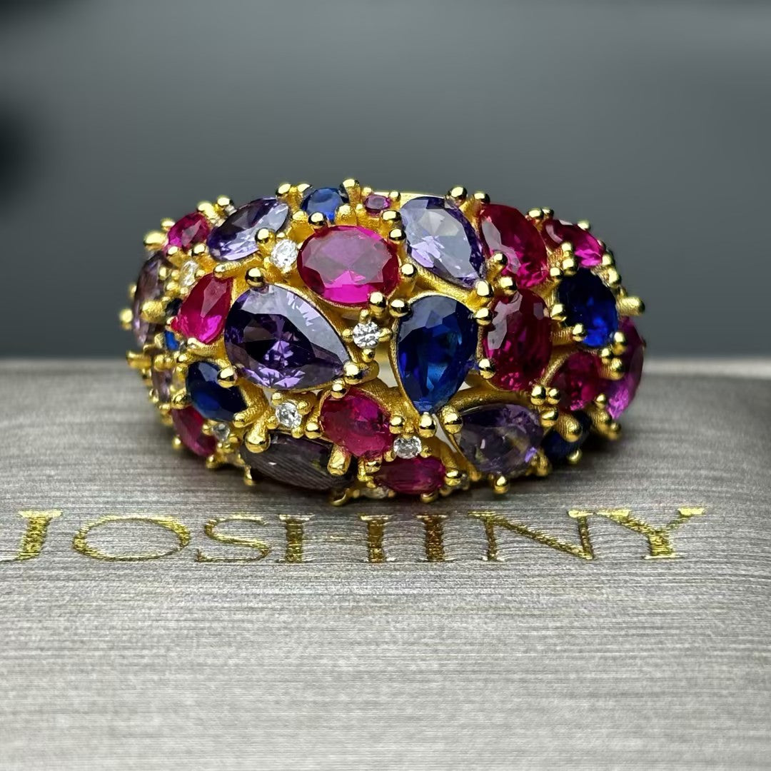 4.0Ctw Violet Kaleidoscope Gemstone Ring-JOSHINY