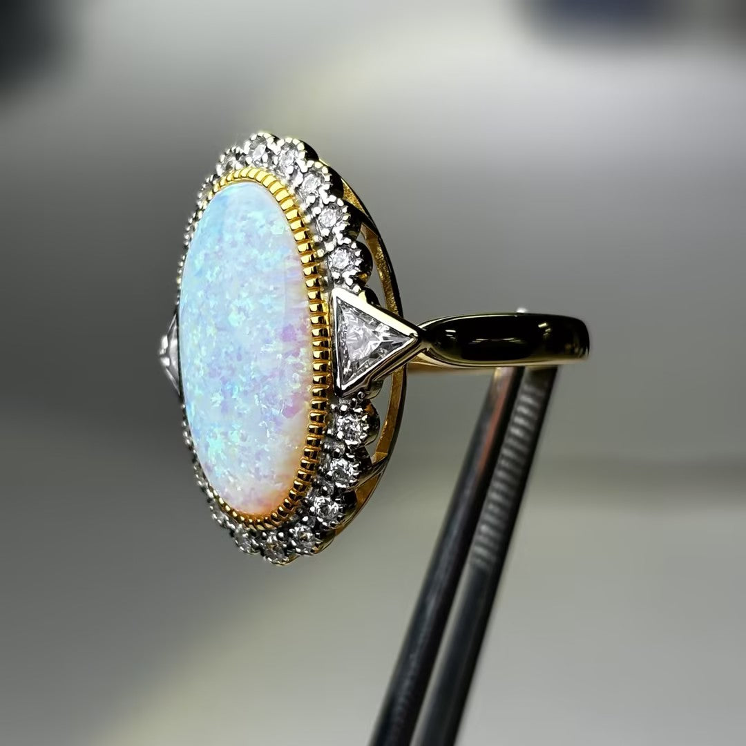 15Ct oval vintage opal ring-JOSHINY