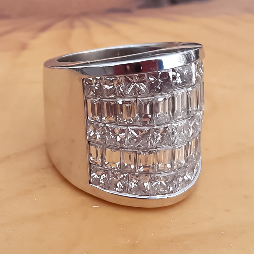 Stylish 3 ctw Square & Emerald Cut White Gemstone Pavé Ring -JOSHINY