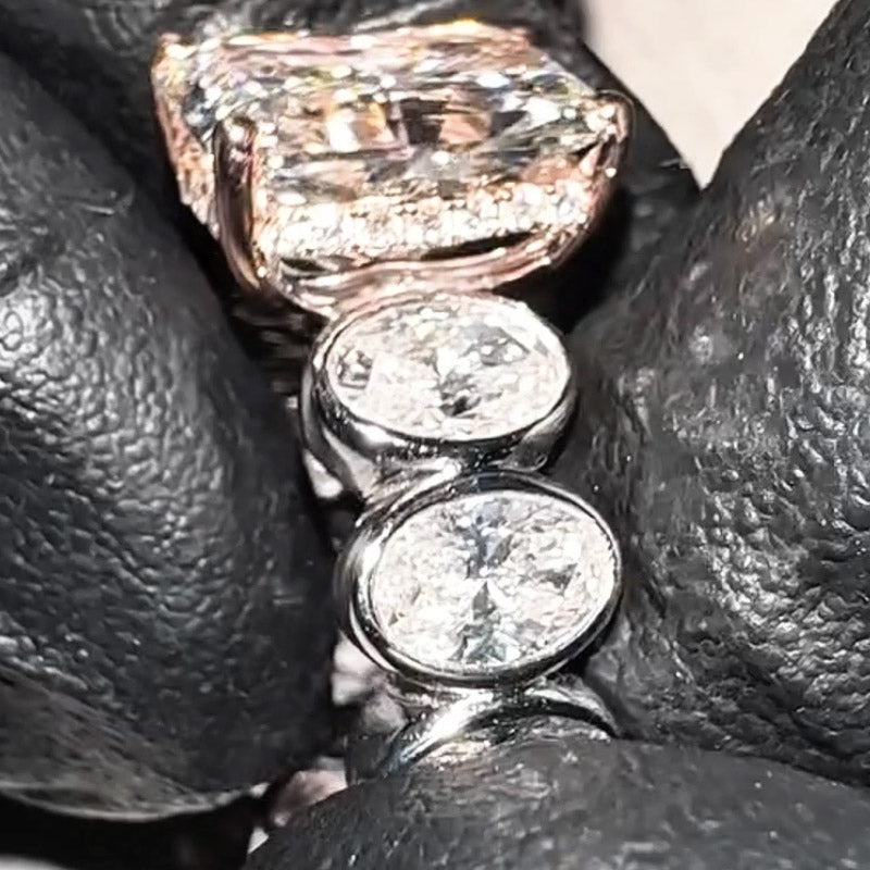 8.11ctw Hip Hop Style Radiant Cut Invisible Halo Engagement Ring -JOSHINY