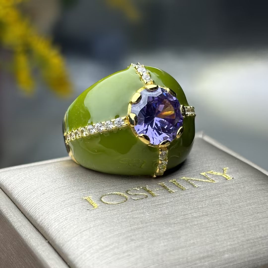 Unique artistic style brightly colored gemstone ring-JOSHINY