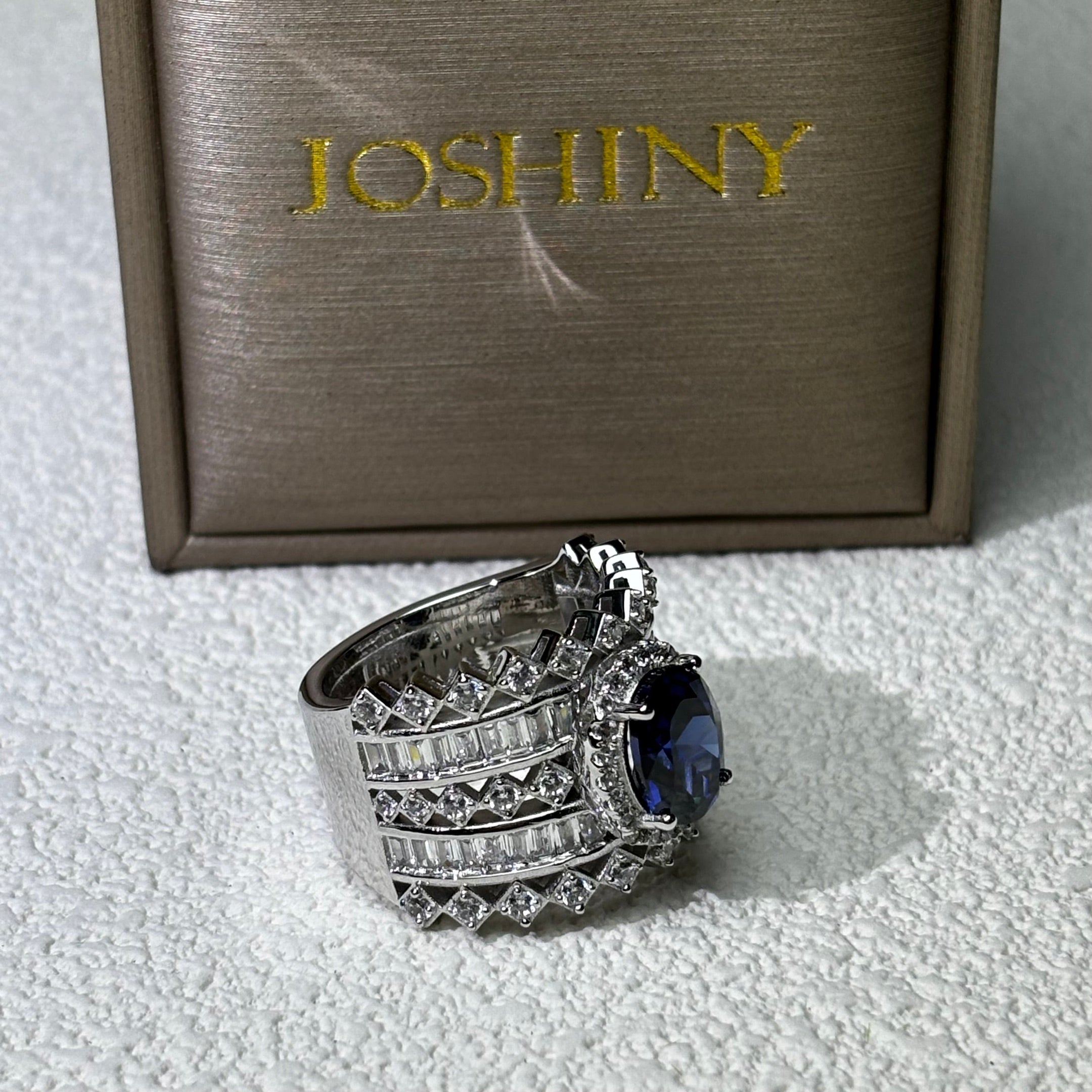 4.0Ct Oval Cut Deep Blue Gemstone Romantic Ring-JOSHINY