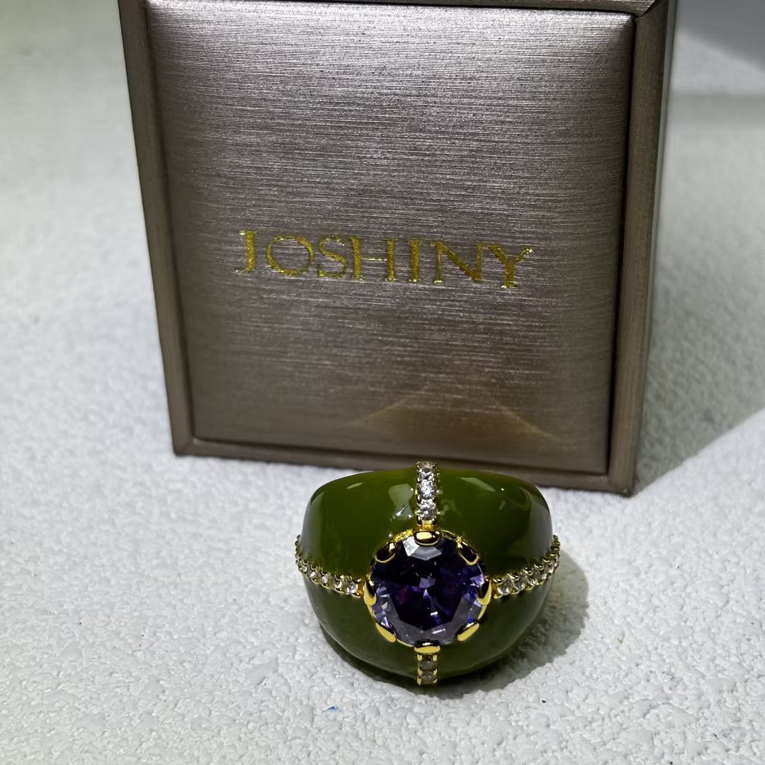 Unique artistic style brightly colored gemstone ring-JOSHINY