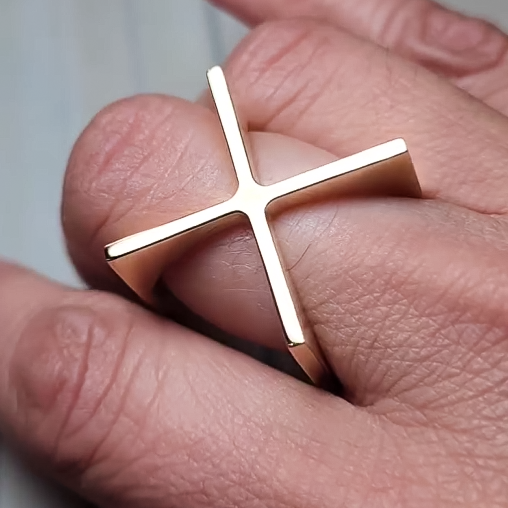 Fashion Gold Cross Ring -JOSHINY