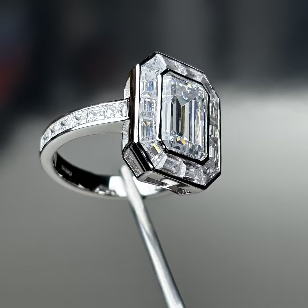 4.2ct Ultimate Emerald Cut Diamond Engagement Ring -JOSHINY