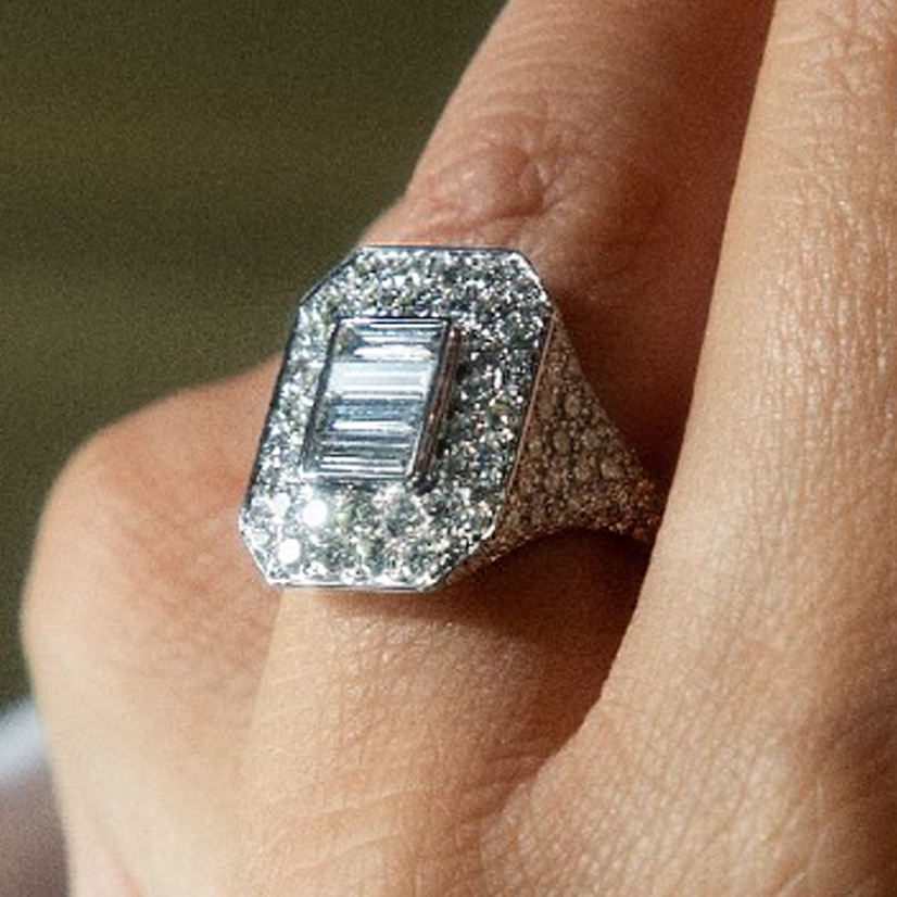 Stylish 2 ctw & 0.3 ctw Baguette & Round Cut White Gemstone Ring -JOSHINY