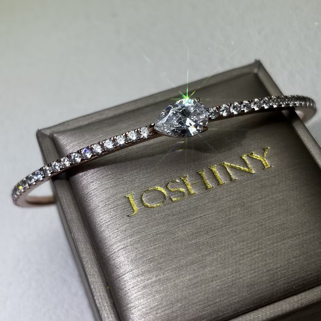4 ctw Pear Cut White Cubic Zirconia 925 Sterling Silver Bracelet -JOSHINY