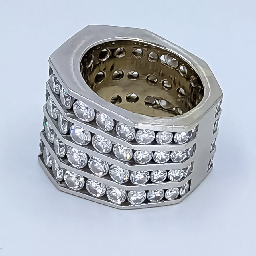 Stylish 8 ctw Round Cut White Gemstone Row Ring -JOSHINY