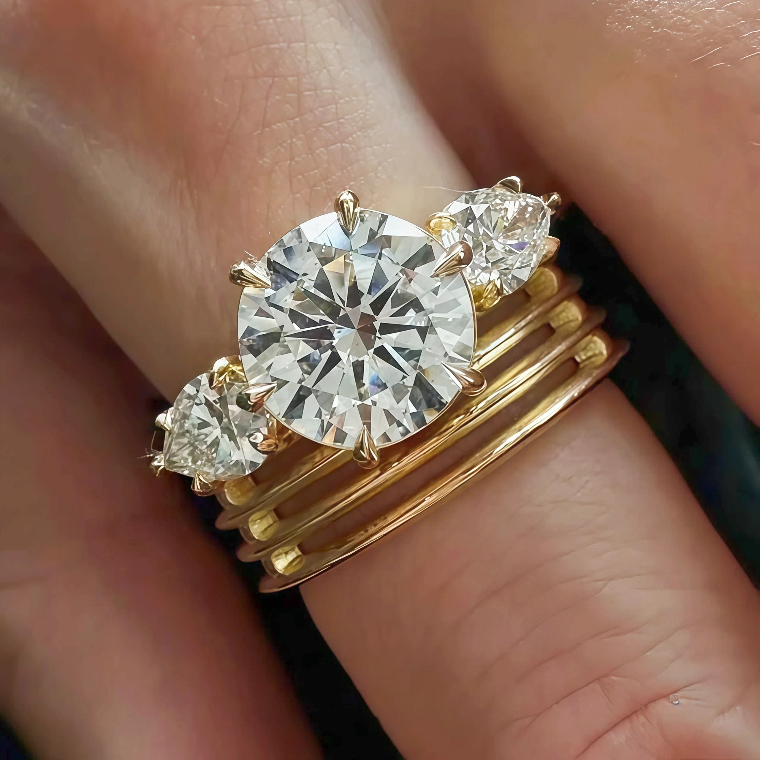 4ctw three stone gemstone ring-JOSHINY