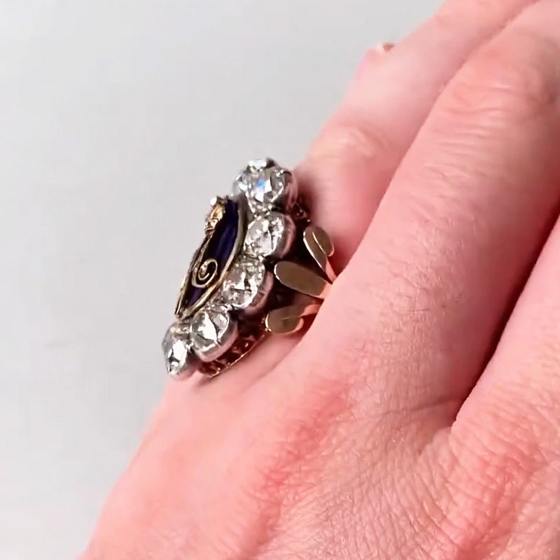 10ctw Old Mine Cut Royal Emblem Gemstone Ring (Customizable Letters) - JOSHINY