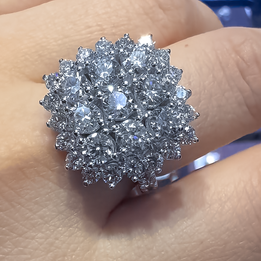 Exquisite 3 ctw Round Cut White Gemstone Cluster Ring -JOSHINY
