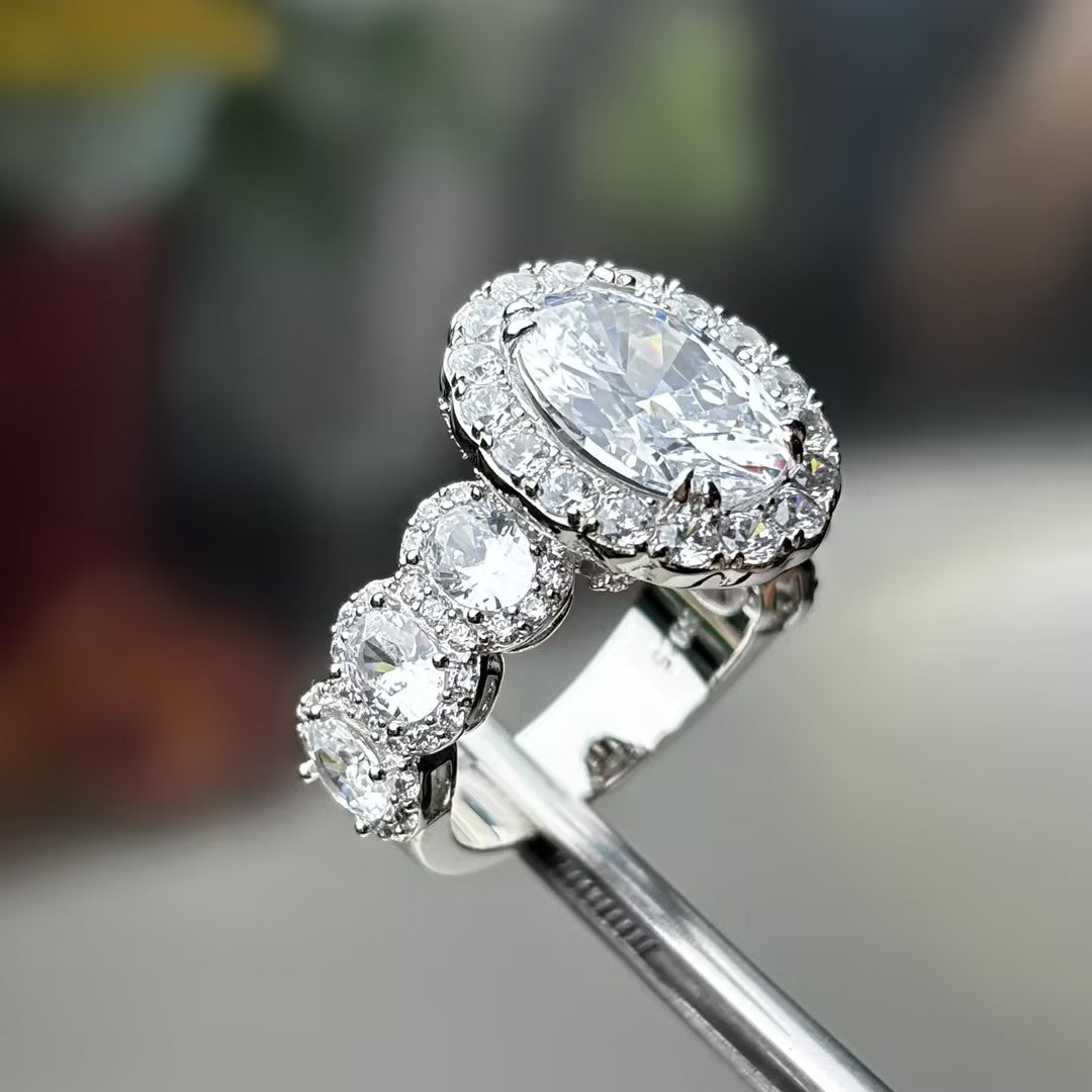 7ctw Oval Cut Hidden Halo Gemstone Engagement Ring -JOSHINY