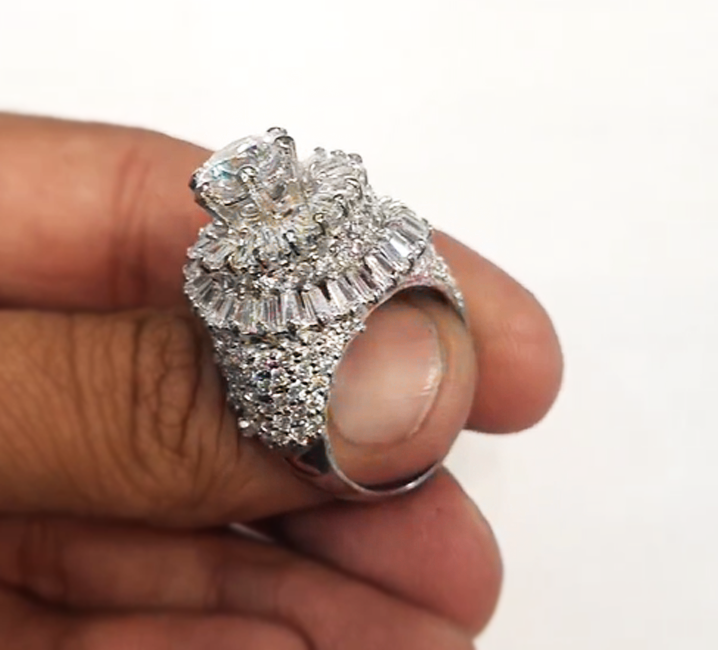 Unique 5 ctw Round Cut White Gemstone Engagement Ring -JOSHINY