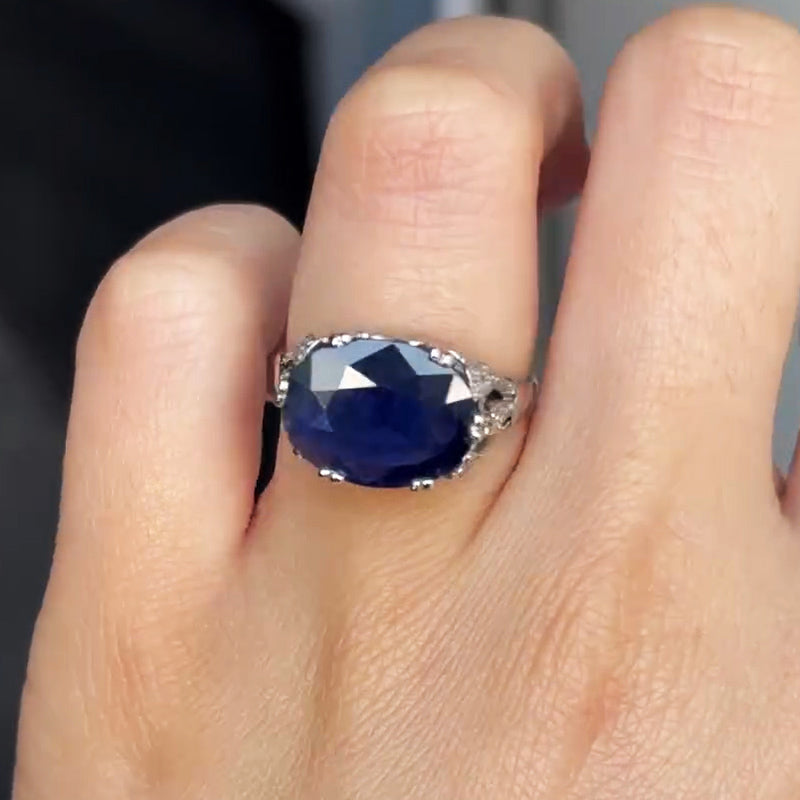 5.0ct Artistic Style Blue Gemstone Engagement Ring -JOSHINY