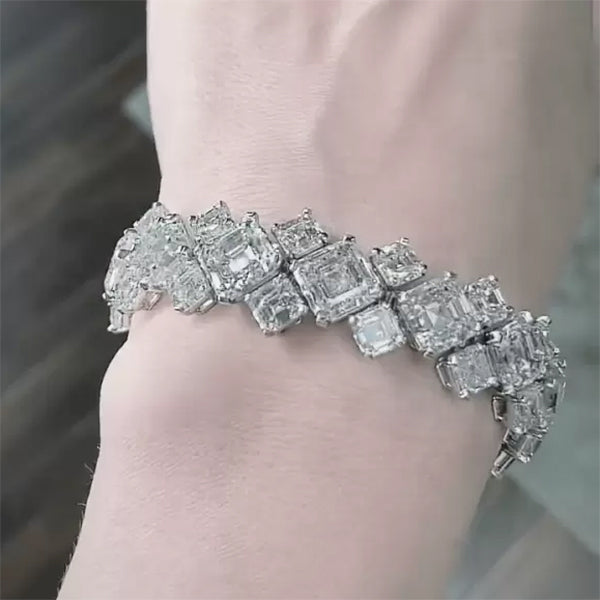 Radiant Cut White Gemstone Ring and Bracelet Set -JOSHINY