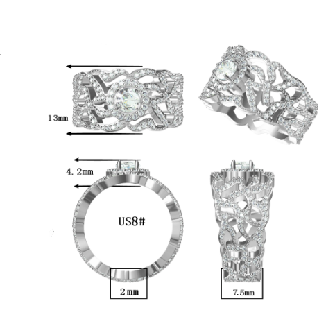 Exquisite 3 ctw Round Cut White Stone Skeleton Engagement Ring -JOSHINY