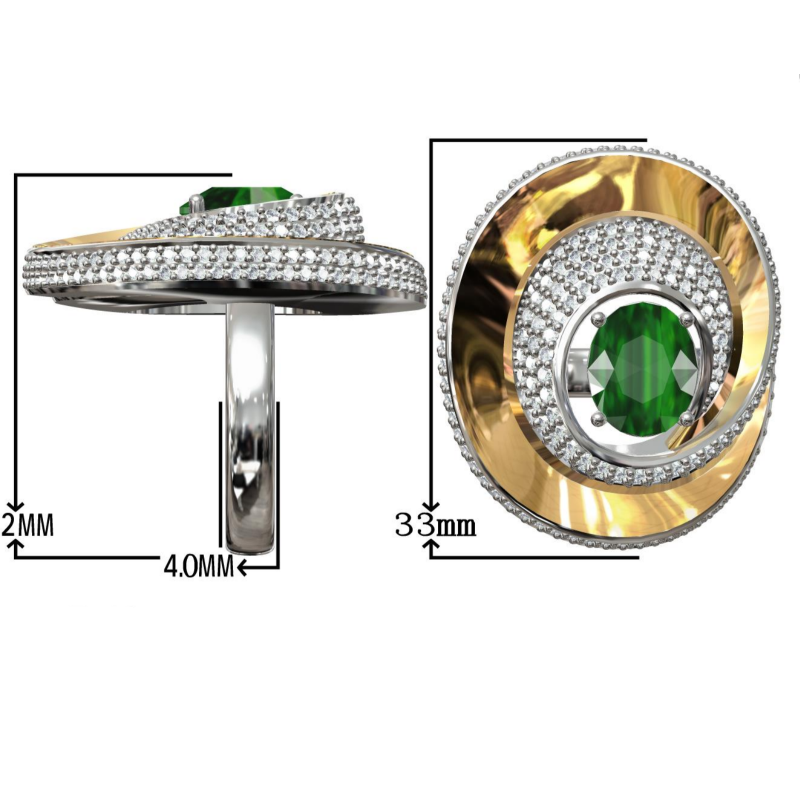 4.5Ctw Oval Cut Emerald Swirl Personalized Ring-JOSHINY