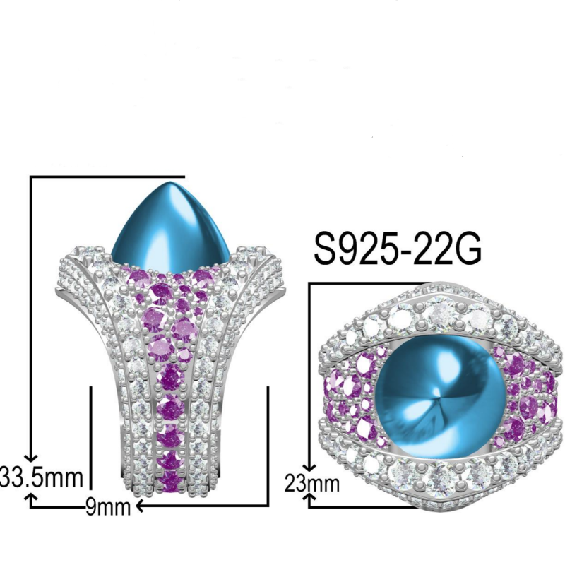 7.71ctw Cabochon Blue and Purple Gemstone Statement Ring-JOSHINY