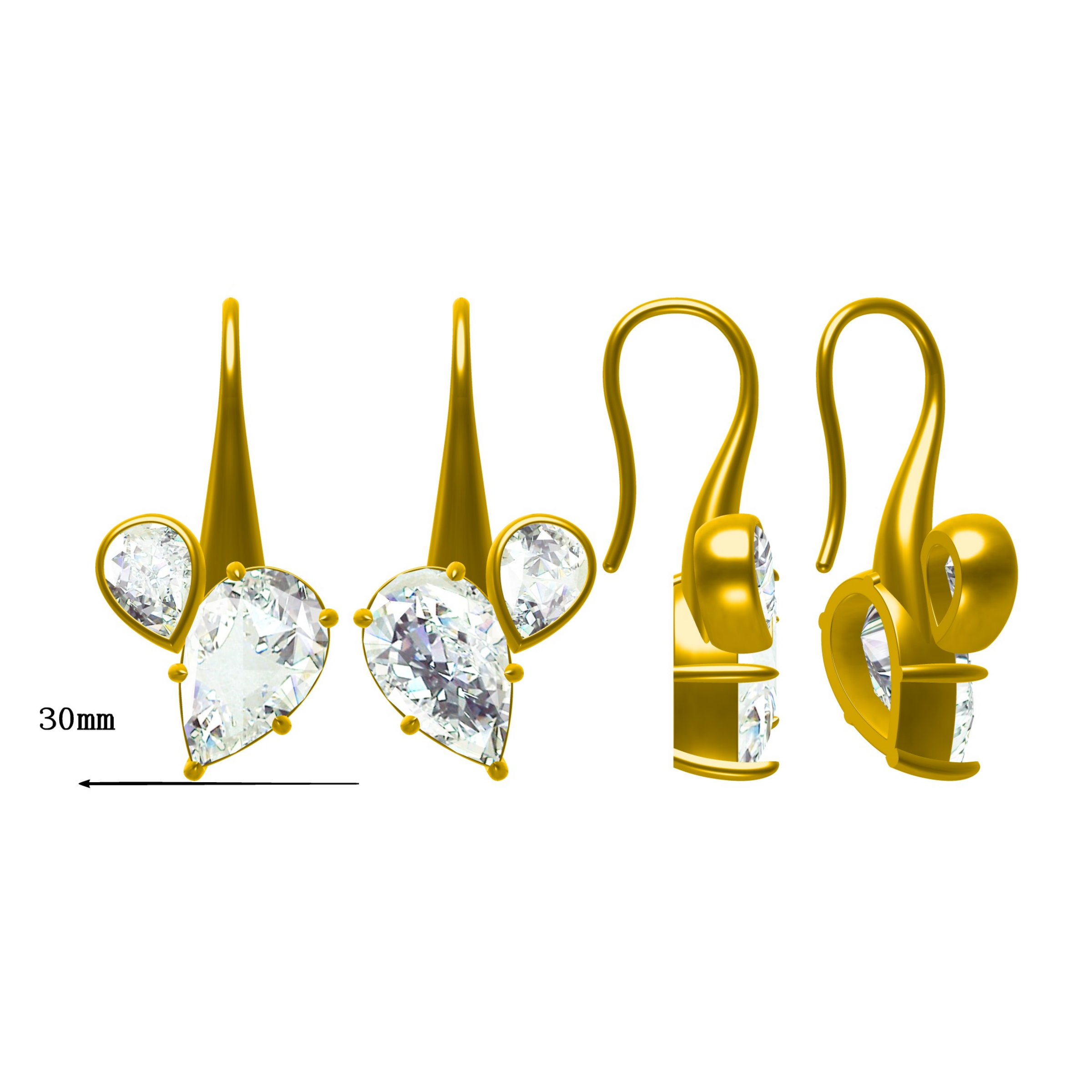 Stylish 6 ctw Pear Cut White Gemstone Earrings -JOSHINY