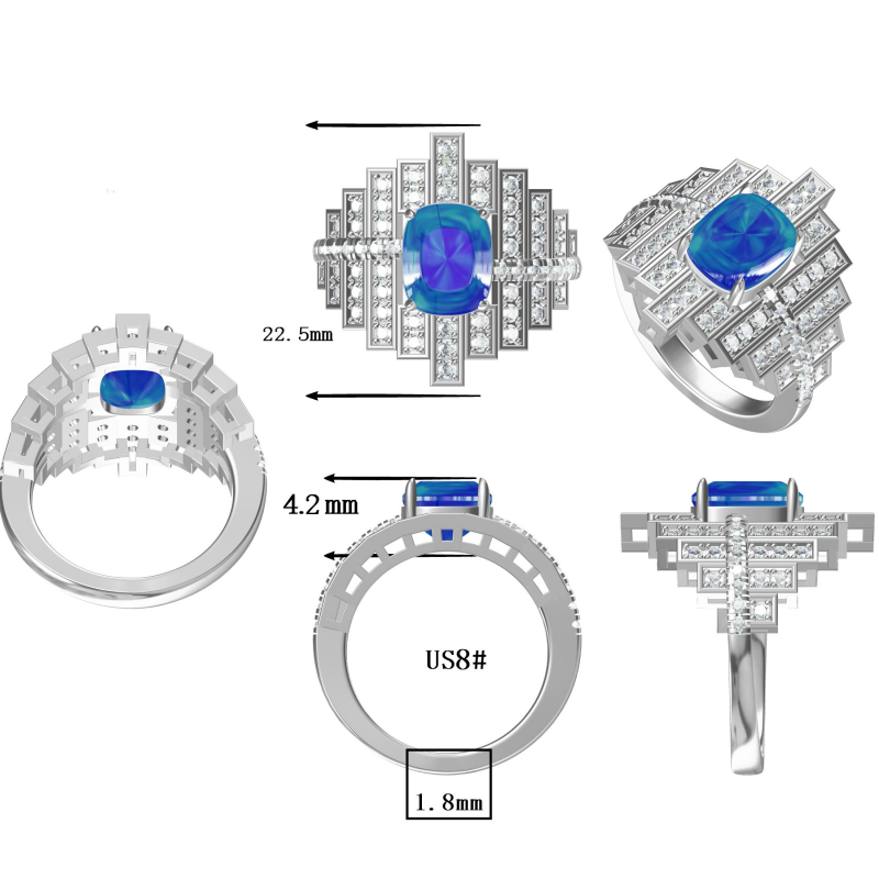 Elegant 4 ctw Oval Cut Sapphire Ring -JOSHINY